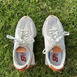 327 New Balance Cream and Orange Athletic Shoes